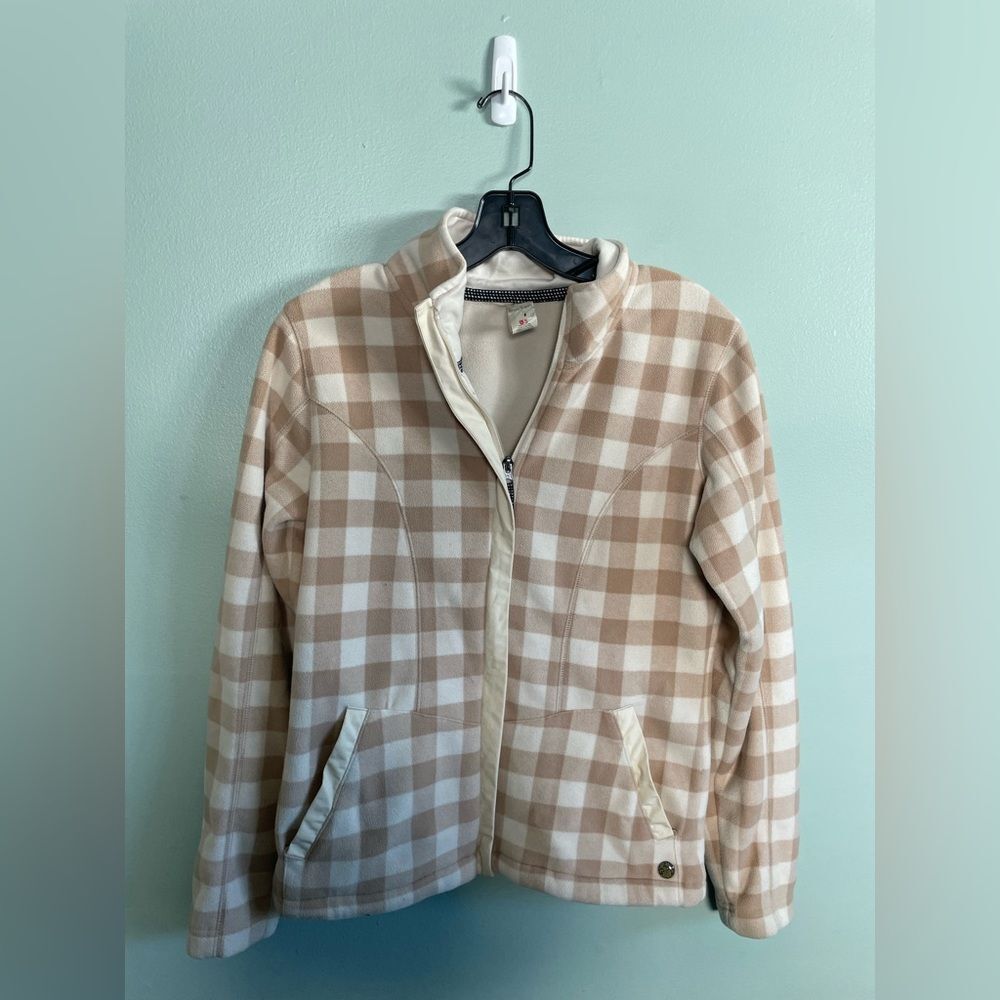 BURTON Women's MOBILIZER Zip-Up Fleece Ant Ivory Gingham Small Snowboard Winter